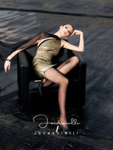 Original gilded metallic light luxury off-shoulder ribbon hip-hugging dress